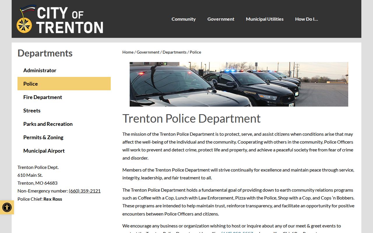 Trenton Police Department source for Trenton arrest records in Grundy County